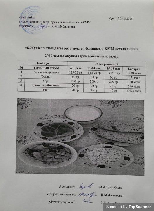 Ас мәзірі 13-17 наурыз аралығы