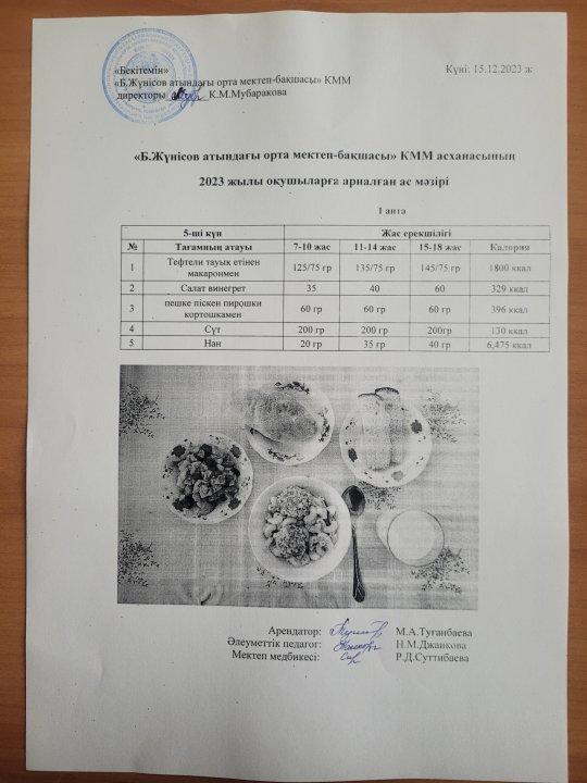 Ас мәзірі 12-15 желтоксан аралығы